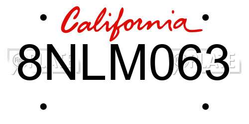 8NLM063 California License Plate