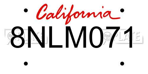 8NLM071 California License Plate
