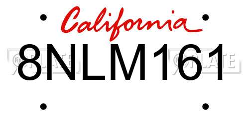 8NLM161 California License Plate