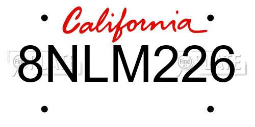 8NLM226 California License Plate