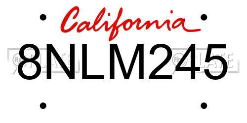 8NLM245 California License Plate