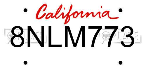 8NLM773 California License Plate