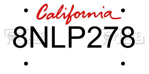 8NLP278 California License Plate