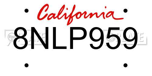 8NLP959 California License Plate