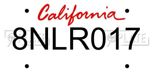 8NLR017 California License Plate