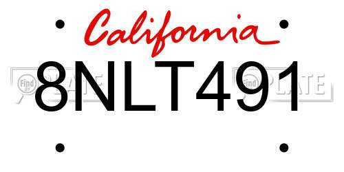 8NLT491 California License Plate