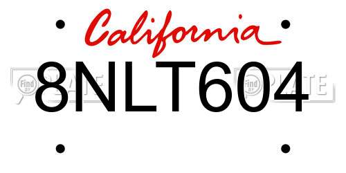 8NLT604 California License Plate