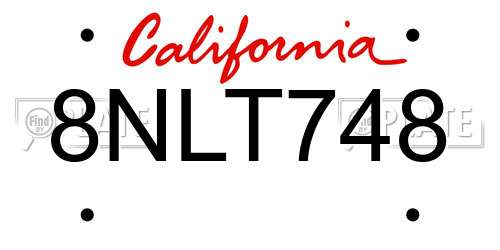 8NLT748 California License Plate