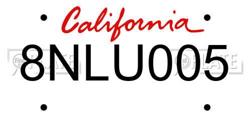 8NLU005 California License Plate