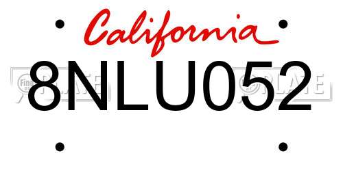 8NLU052 California License Plate
