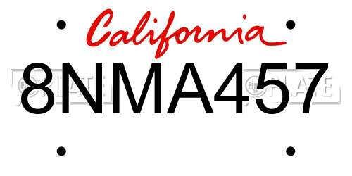 8NMA457 California License Plate