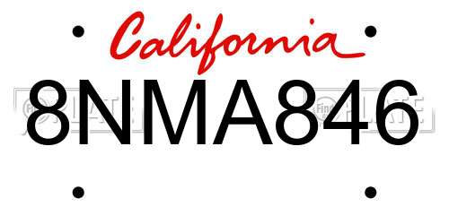 8NMA846 California License Plate