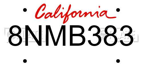 8NMB383 California License Plate