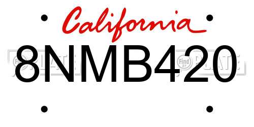 8NMB420 California License Plate