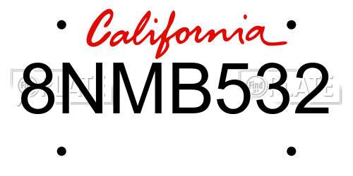 8NMB532 California License Plate