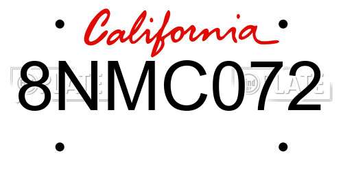 8NMC072 California License Plate