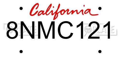 8NMC121 California License Plate