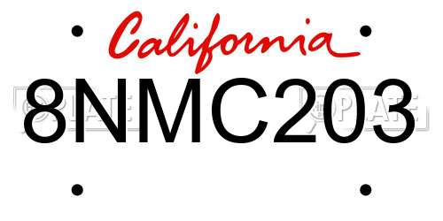 8NMC203 California License Plate
