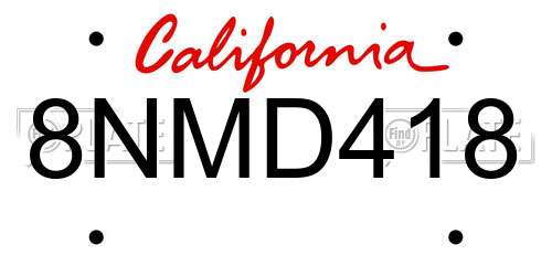 8NMD418 California License Plate