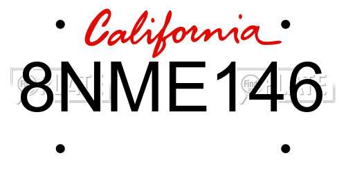 8NME146 California License Plate