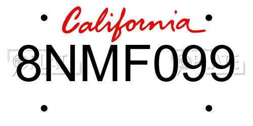 8NMF099 California License Plate