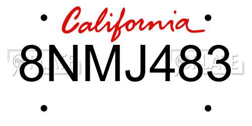 8NMJ483 California License Plate