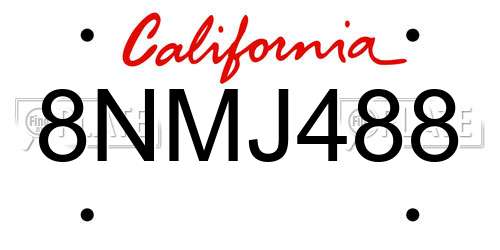 8NMJ488 California License Plate