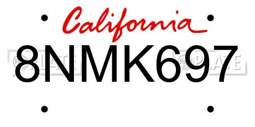 8NMK697 California License Plate