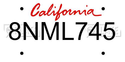 8NML745 California License Plate