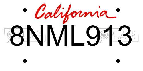 8NML913 California License Plate