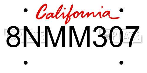 8NMM307 California License Plate