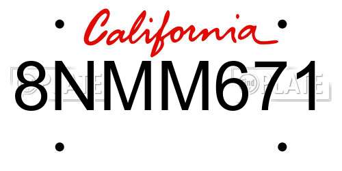 8NMM671 California License Plate