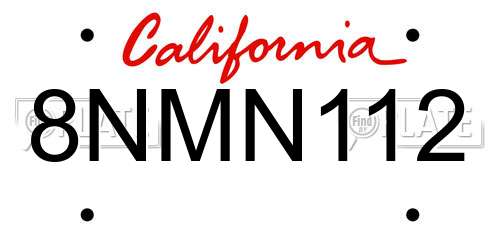 8NMN112 California License Plate