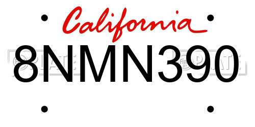 8NMN390 California License Plate