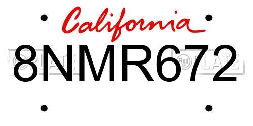8NMR672 California License Plate