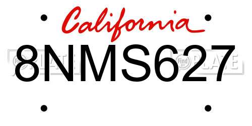 8NMS627 California License Plate