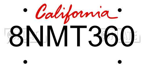 8NMT360 California License Plate