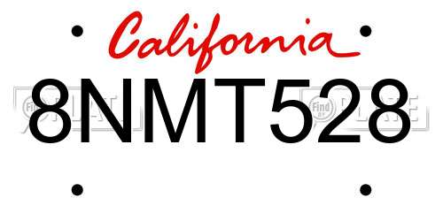 8NMT528 California License Plate
