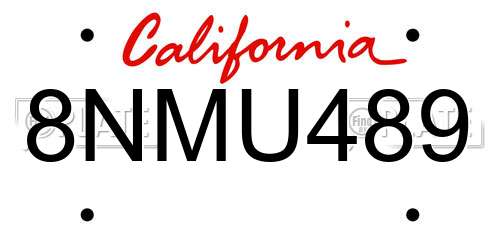 8NMU489 California License Plate