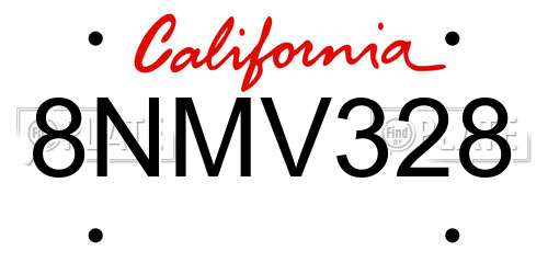 8NMV328 California License Plate
