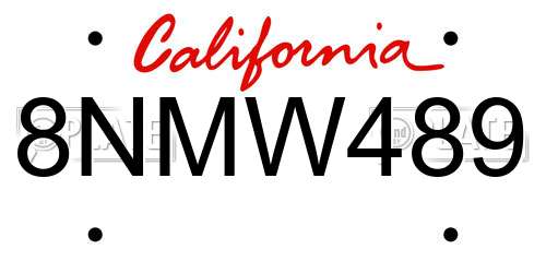 8NMW489 California License Plate
