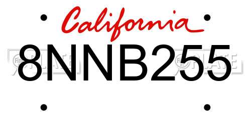 8NNB255 California License Plate