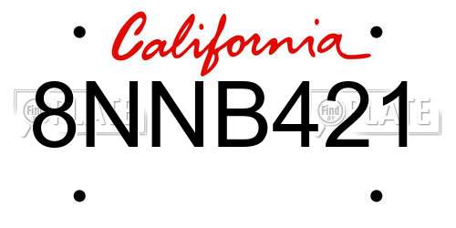 8NNB421 California License Plate