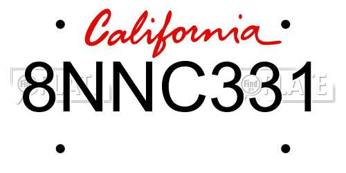 8NNC331 California License Plate