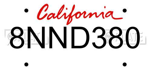 8NND380 California License Plate