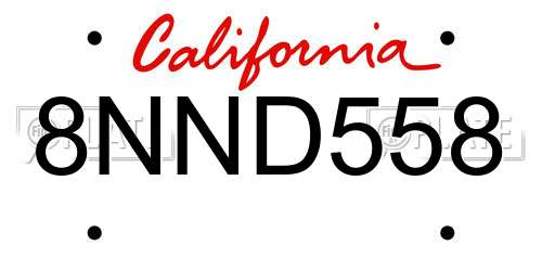 8NND558 California License Plate