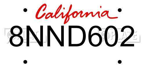 8NND602 California License Plate