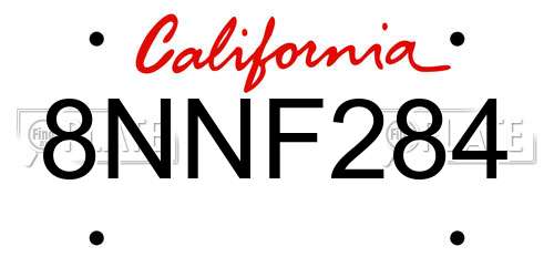 8NNF284 California License Plate