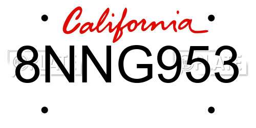 8NNG953 California License Plate
