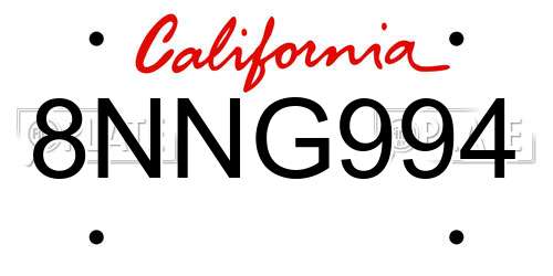 8NNG994 California License Plate